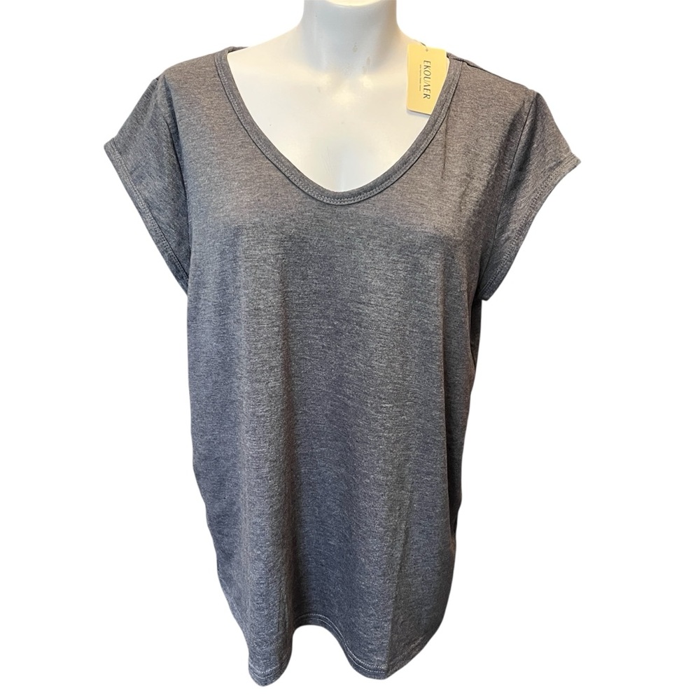 Ekouaer Heathered Gray Short Sleeve Tee